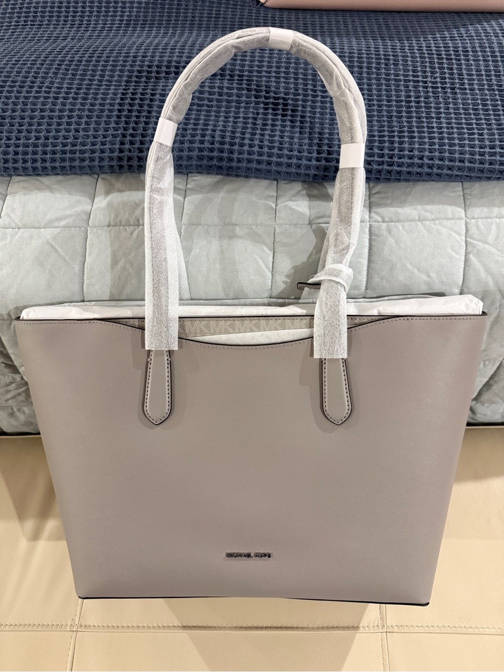 Michael Kors Gray Saffiano Leather Tote - Picture 1 of 3